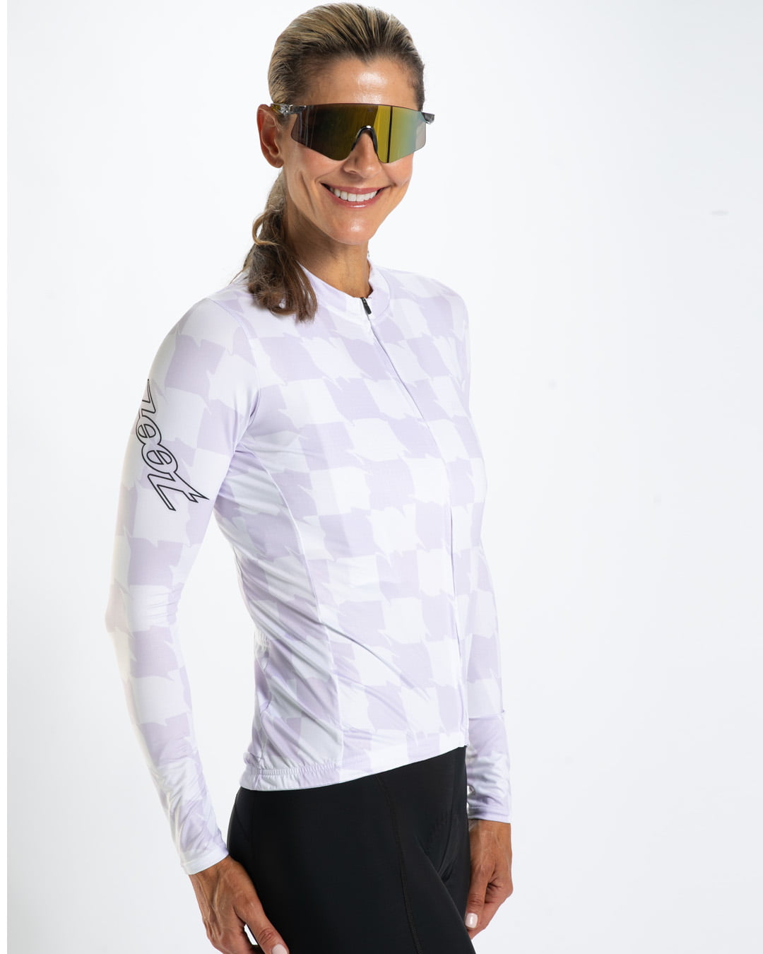 Zoot Sports CYCLE LONG SLEEVE JERSEYS Women's Ltd Cycle Sun Stop Ls Jersey - Checkers