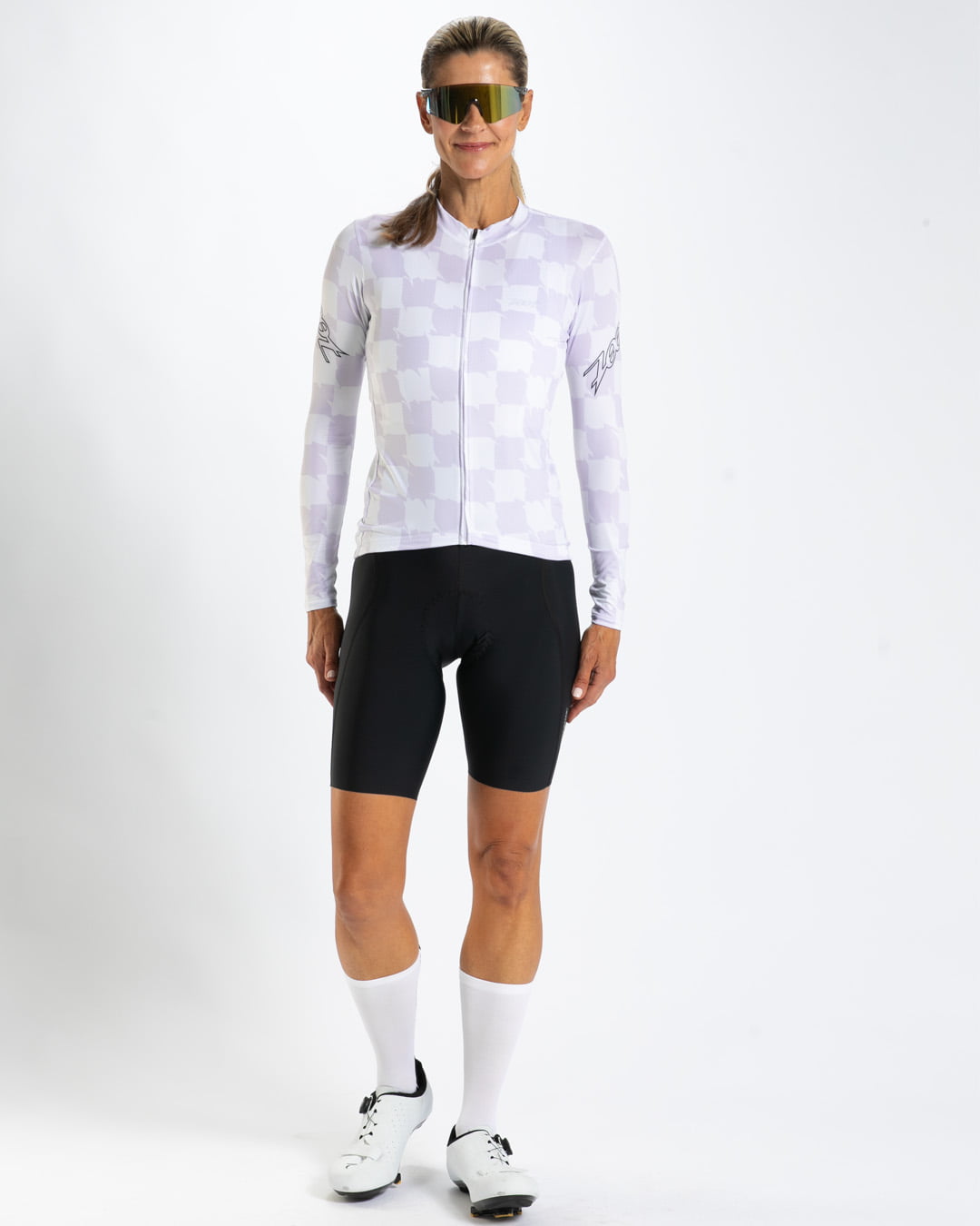 Zoot Sports CYCLE LONG SLEEVE JERSEYS Women's Ltd Cycle Sun Stop Ls Jersey - Checkers