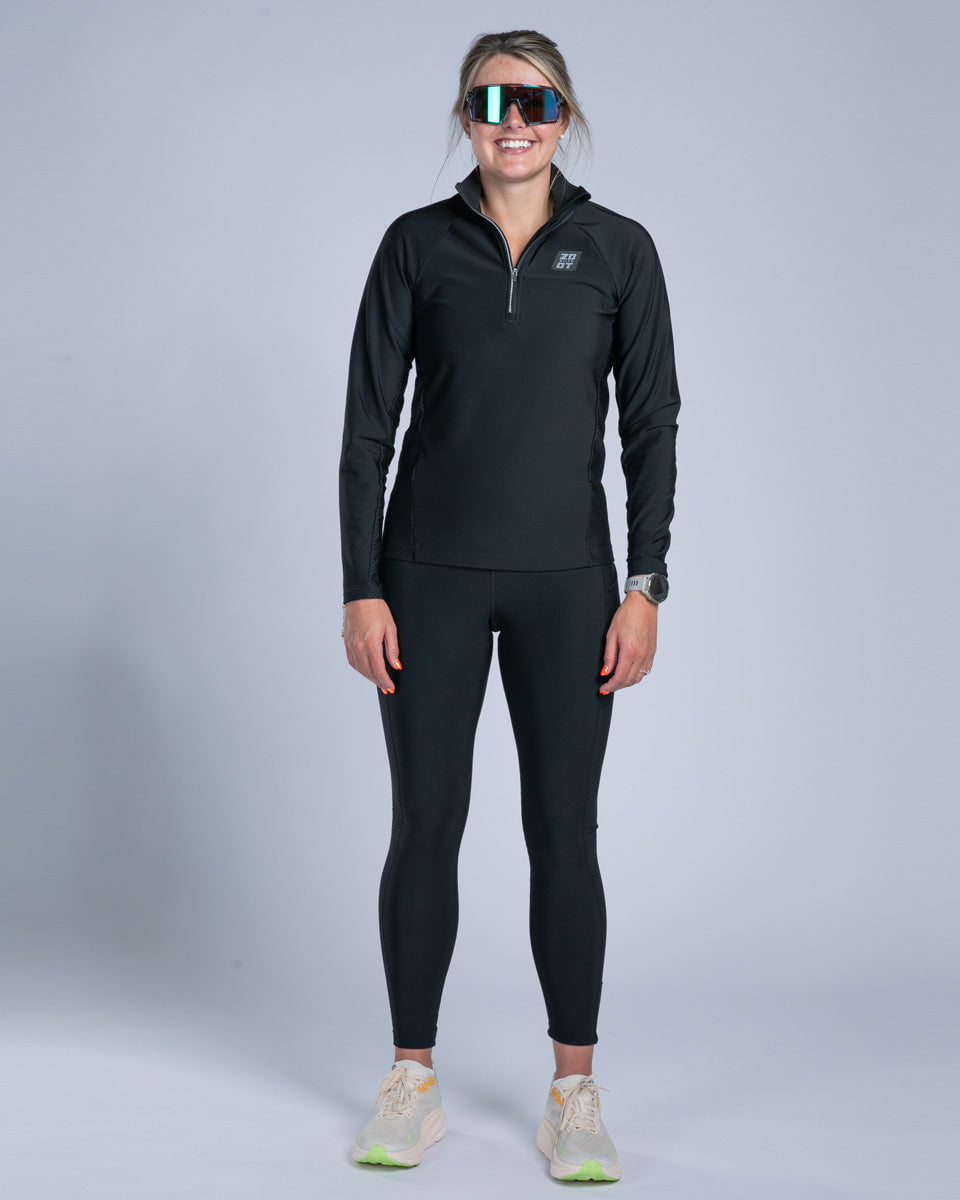 Zoot Sports CYCLE SHORTS Women's Elite Run Hallocore Thermal Half Zip - Jet Black