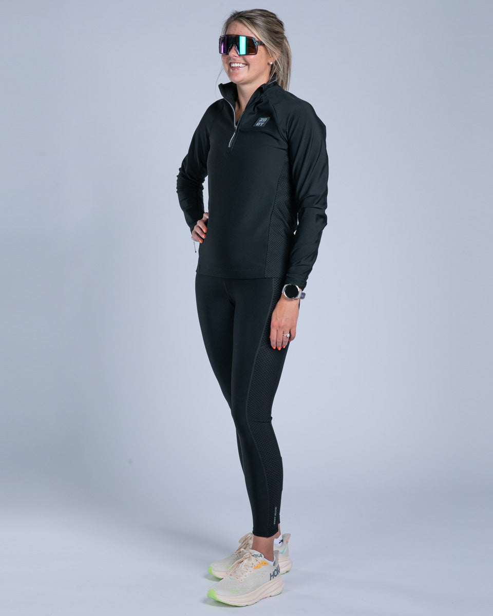 Zoot Sports CYCLE SHORTS Women's Elite Run Hallocore Thermal Half Zip - Jet Black