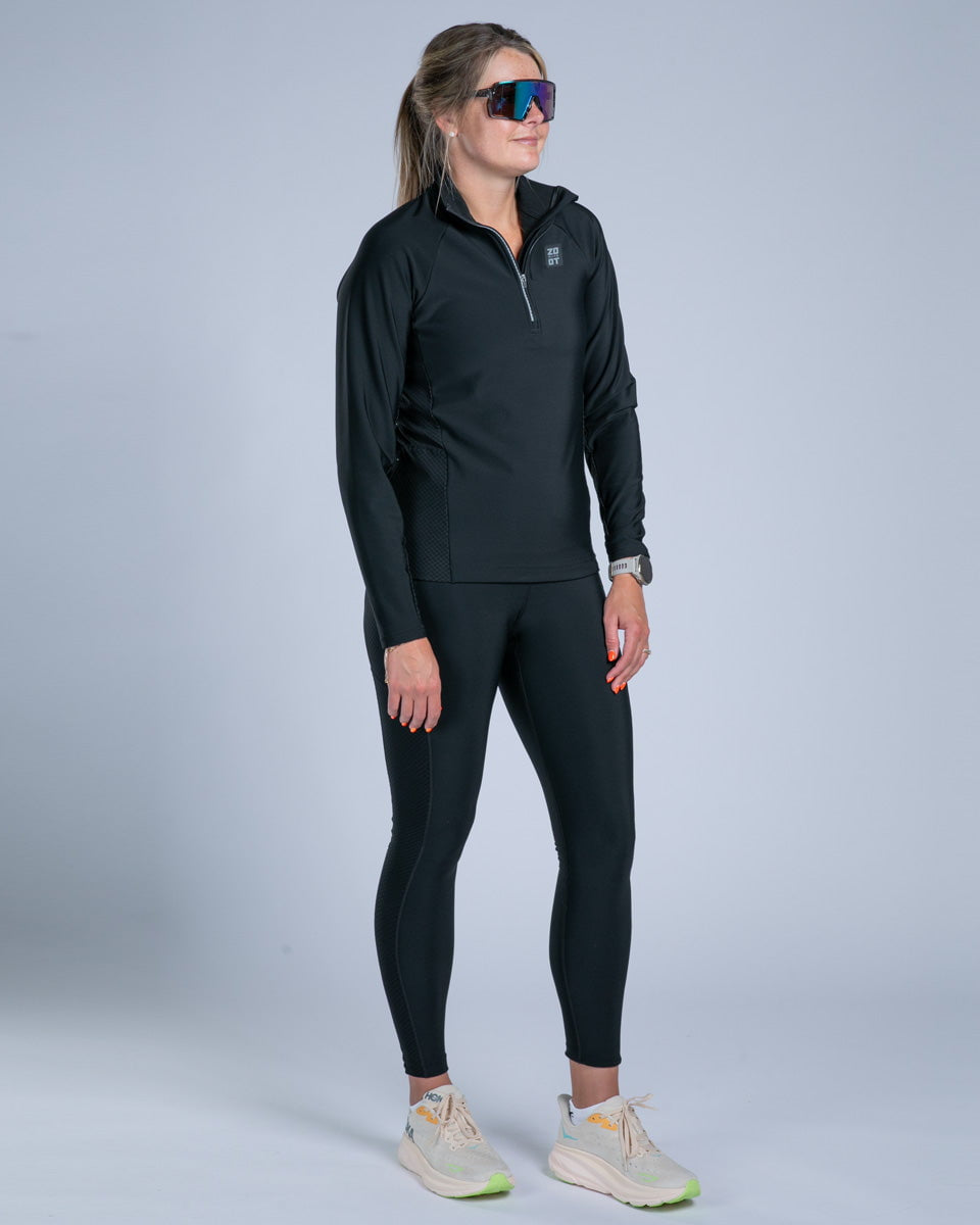 Zoot Sports CYCLE SHORTS Women's Elite Run Hallocore Thermal Half Zip - Jet Black