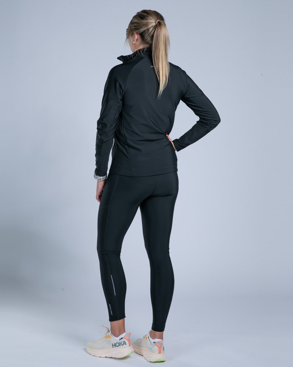 Zoot Sports CYCLE SHORTS Women's Elite Run Hallocore Thermal Half Zip - Jet Black