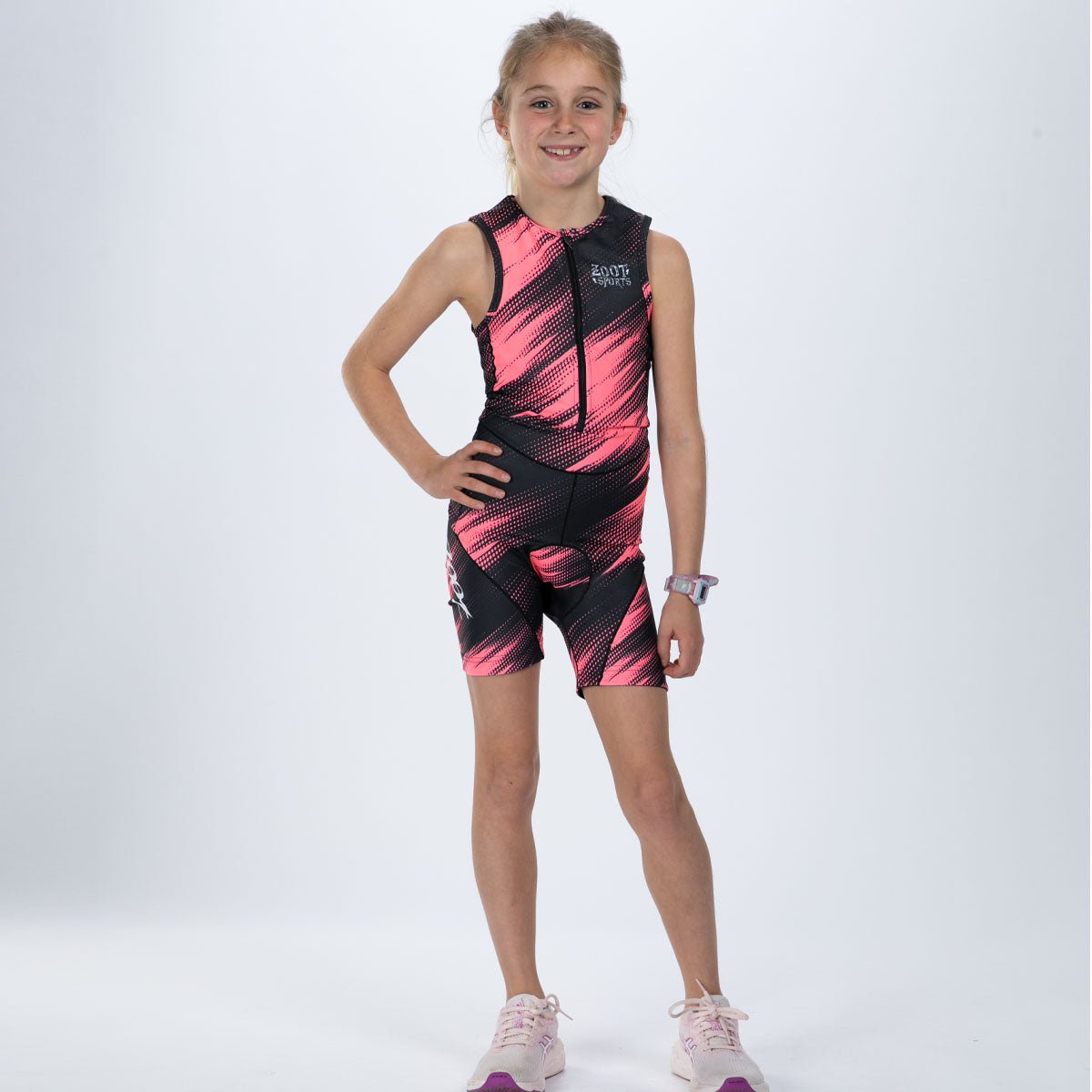 Zoot Sports KIDS Youth Ltd Tri Protégé Racesuit - DriftSPEED Hot Coral