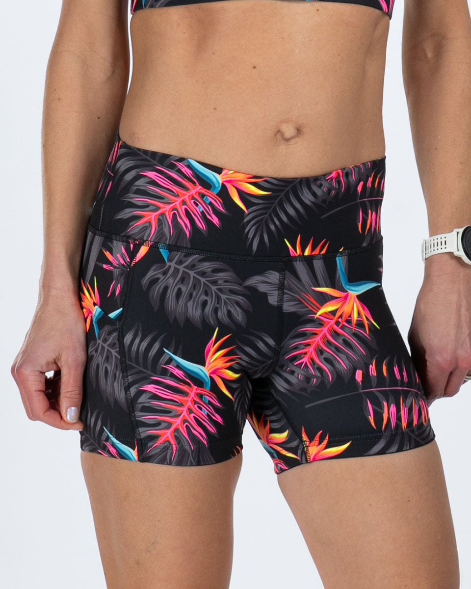 Zoot Sports RUN BOTTOMS Women's Ltd Run 4" Pulse High-Rise Short - Tropical Magic