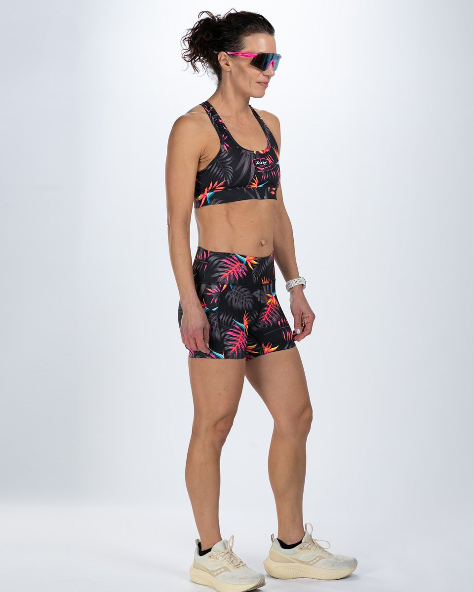 Zoot Sports RUN BOTTOMS Women's Ltd Run 4" Pulse High-Rise Short - Tropical Magic