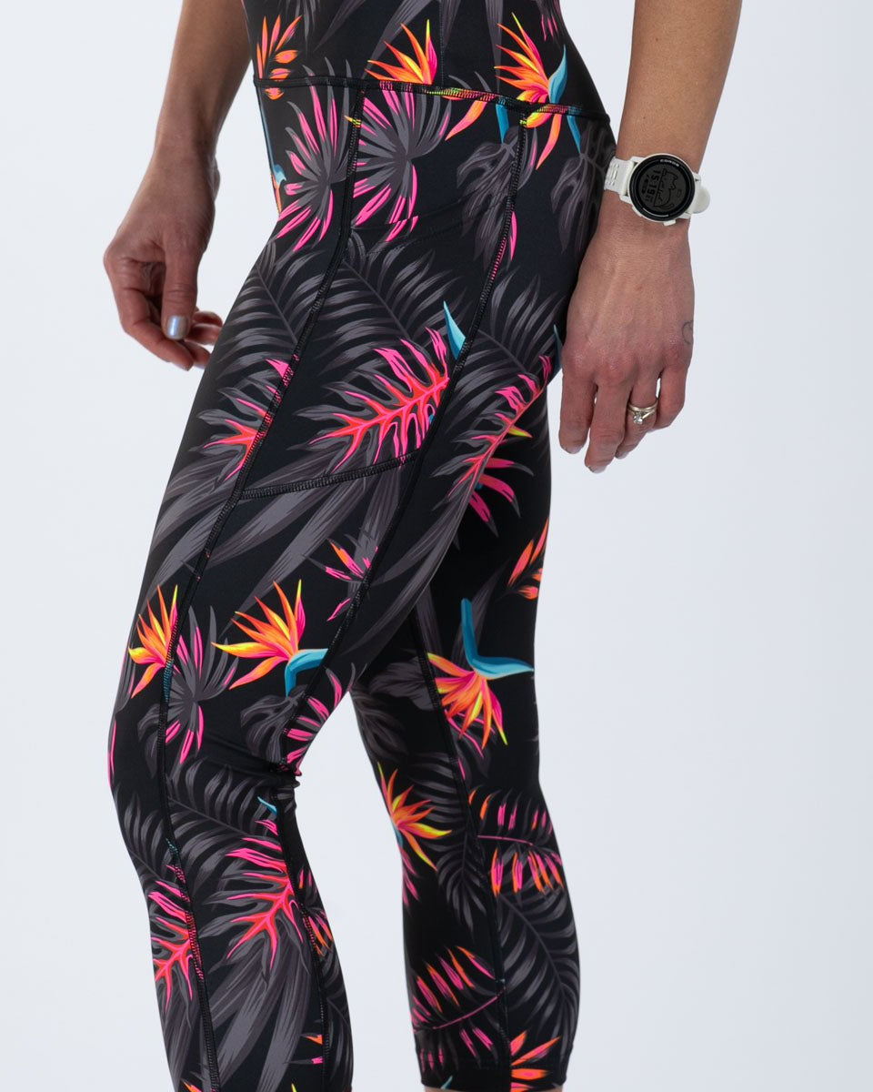 Zoot Sports RUN BOTTOMS Women's Ltd Run High Rise Capri - Tropical Magic