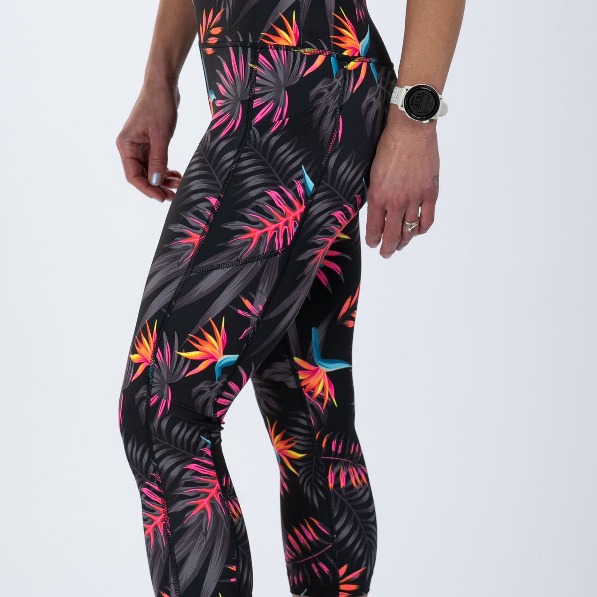 Zoot Sports RUN BOTTOMS Women's Ltd Run High Rise Capri - Tropical Magic