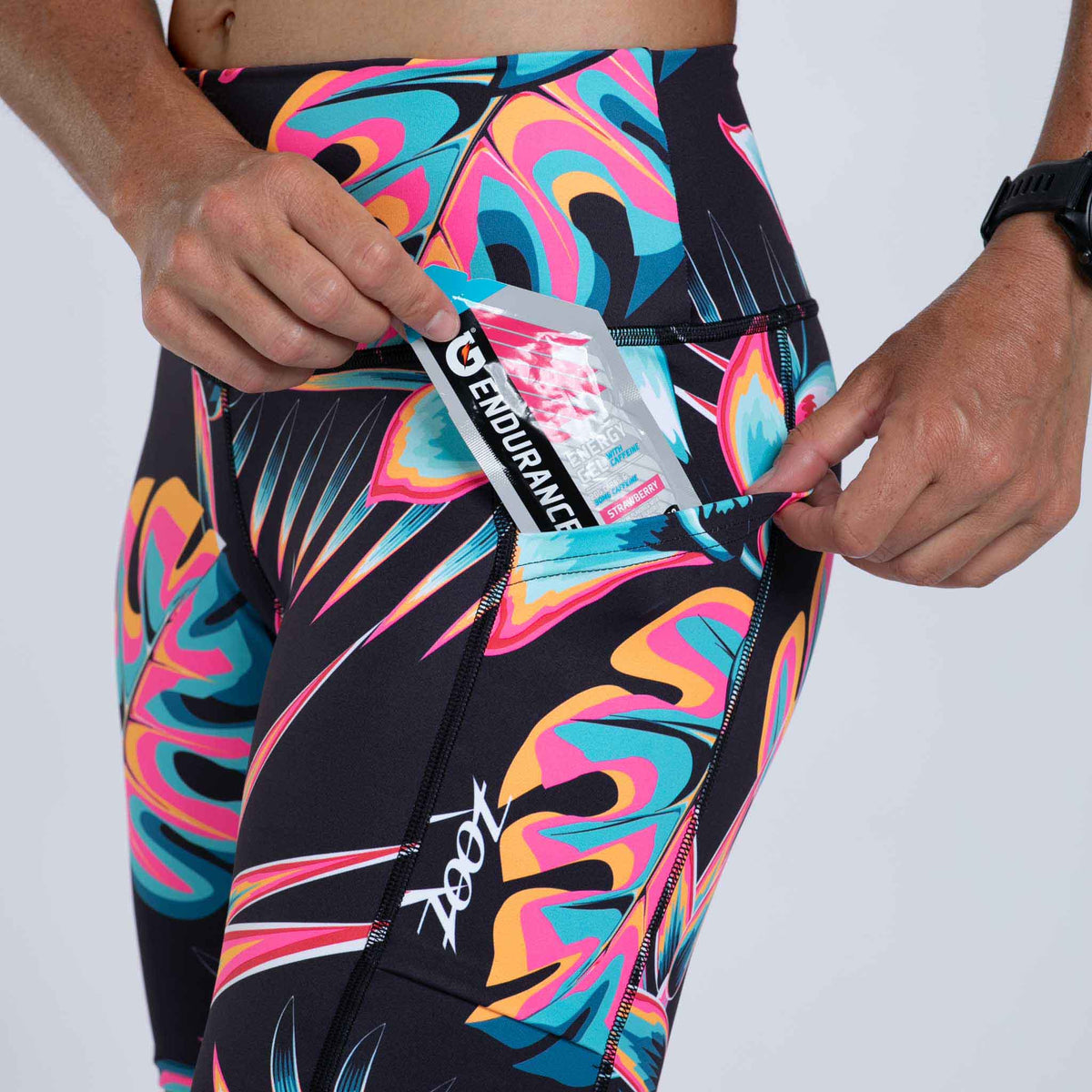 Zoot Sports RUN BOTTOMS Womens LTD Run Pulse Long Short - Koa Tropical