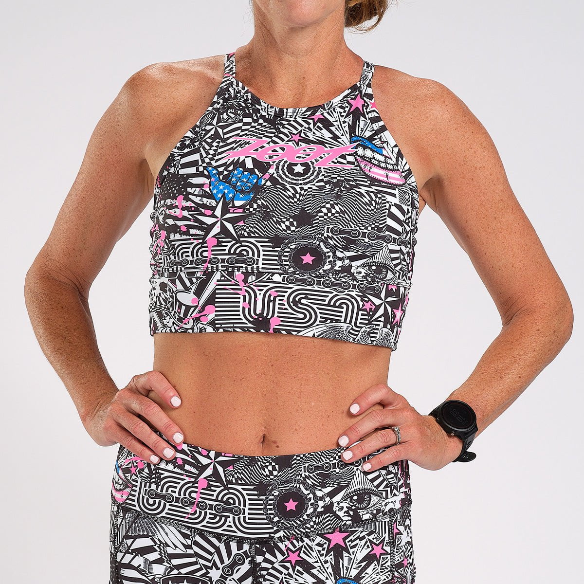 Zoot Sports Run Tops Womens LTD Run Crop - American Rebel