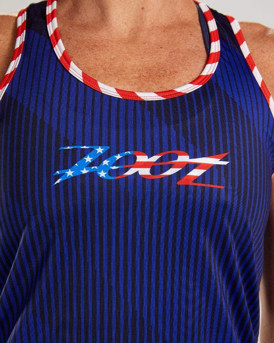 Zoot Sports RUN TOPS WOMENS LTD RUN SINGLET - STARS & STRIPES