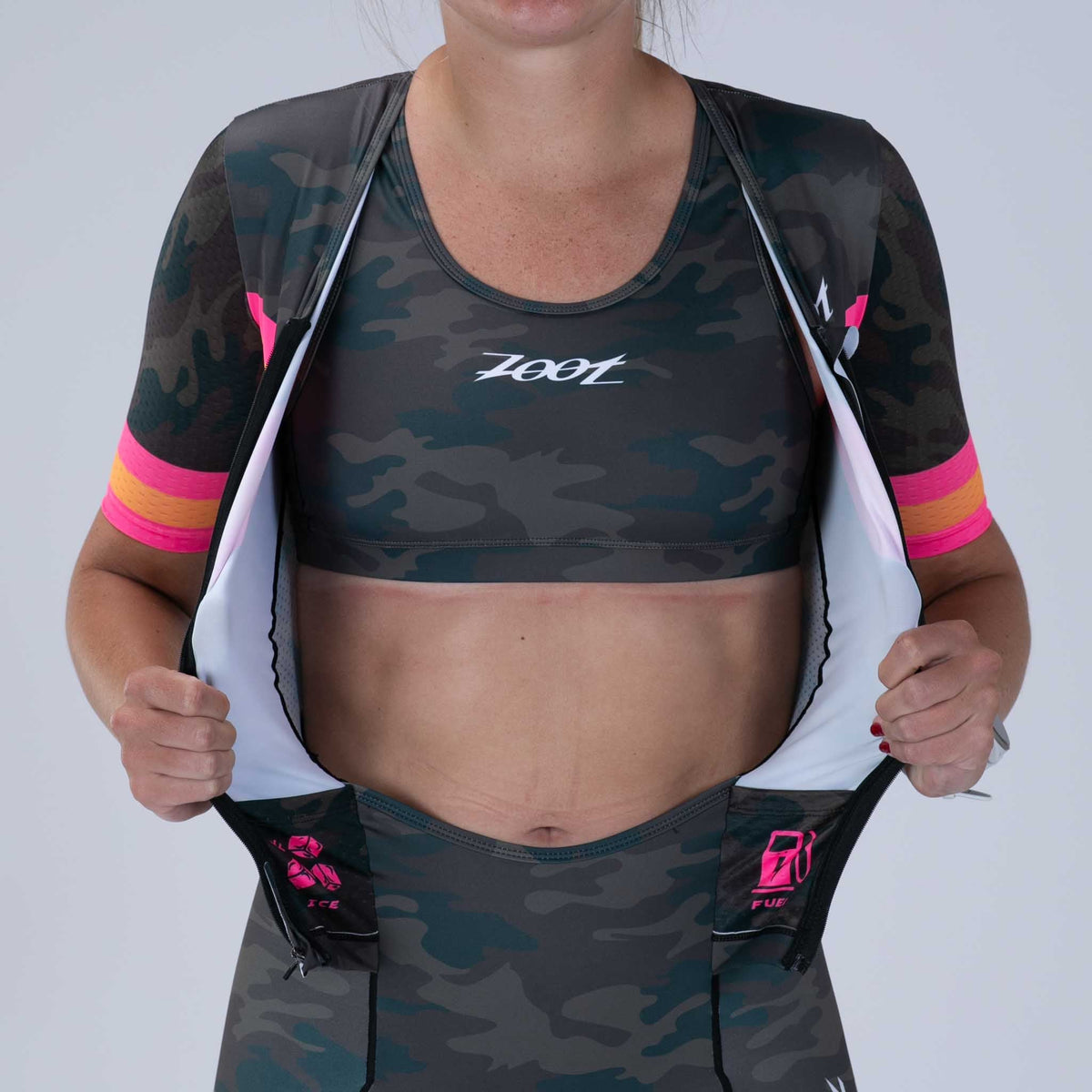 Zoot Sports TRI RACESUITS Womens LTD Triathlon Aero Full Zip Racesuit - Cali Camo