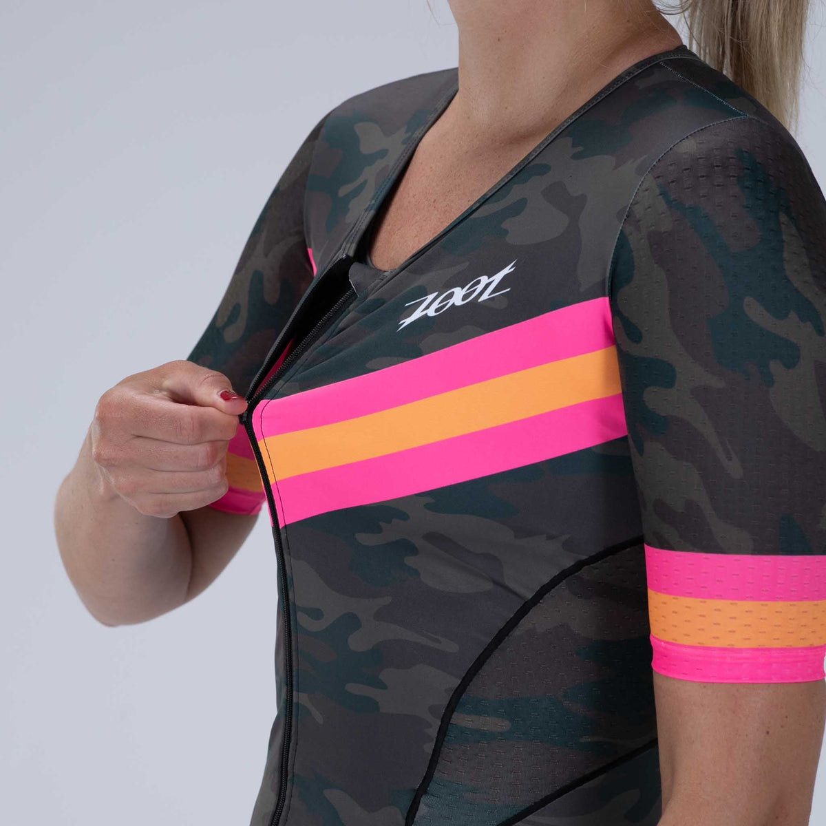 Zoot Sports TRI RACESUITS Womens LTD Triathlon Aero Full Zip Racesuit - Cali Camo