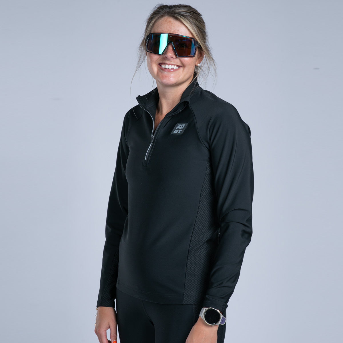 Zoot Sports CYCLE SHORTS Women's Elite Run Hallocore Thermal Half Zip - Jet Black