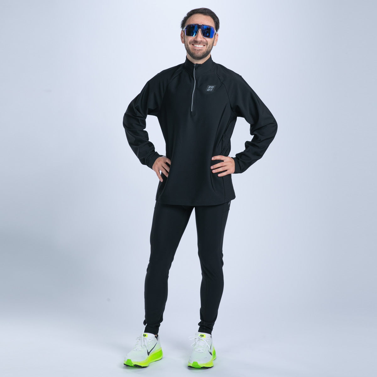 Zoot Sports RUN BOTTOMS Men's Elite Run Hallocore Thermal 1/2 Zip - Jet Black