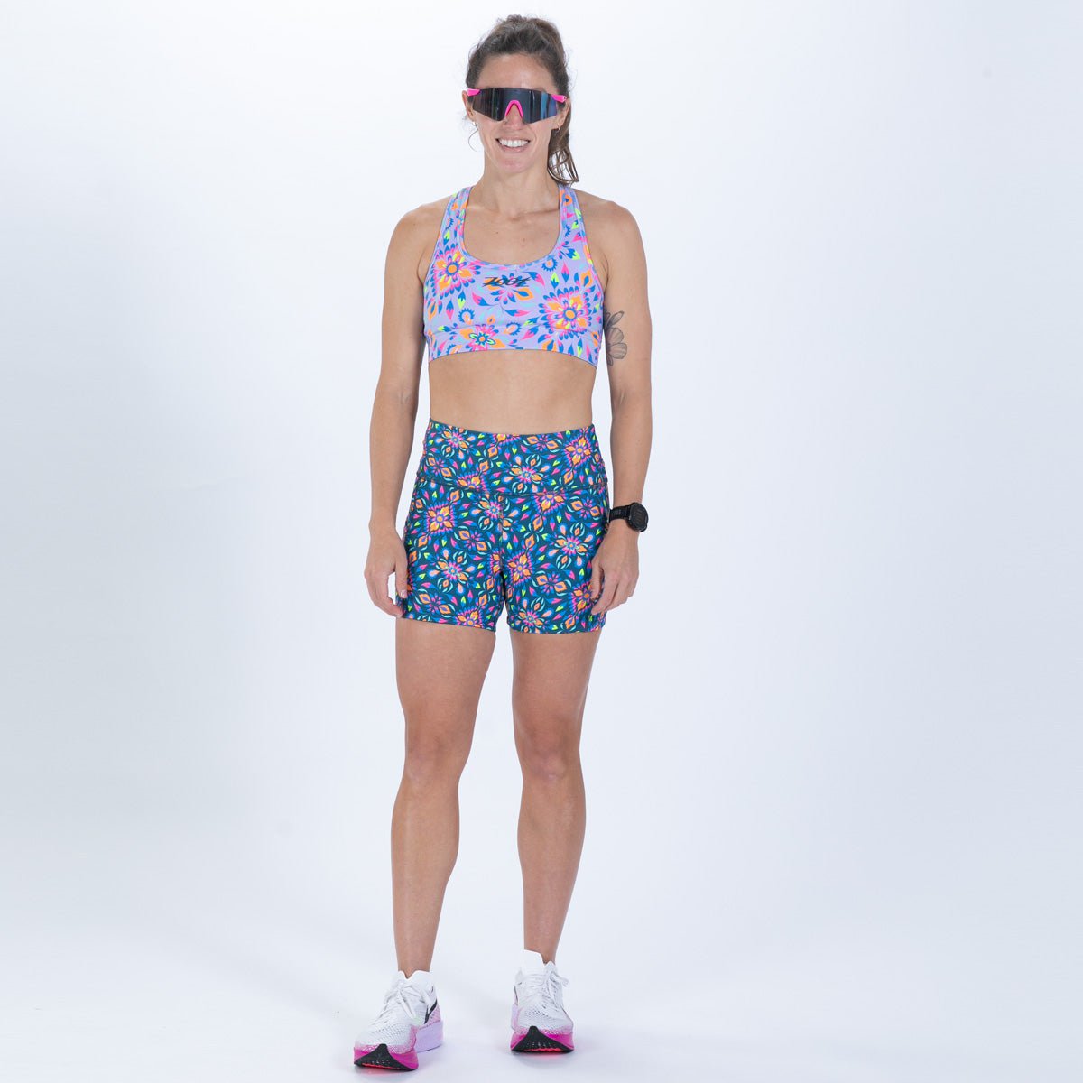 Zoot Sports RUN BOTTOMS Women's Ltd Run 4" Pulse High-Rise Short - Kaleidoscope