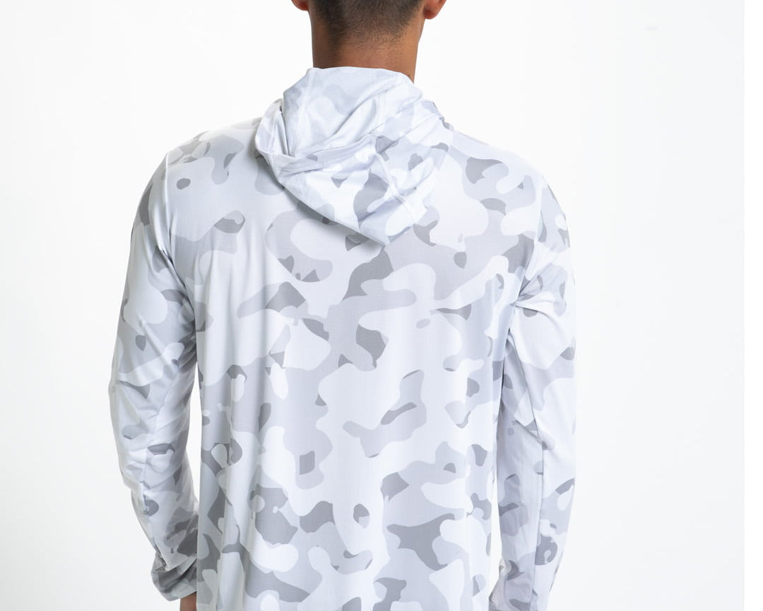 Zoot Sports RUN LONG SLEEVE TEES Men's Ltd Run Sun Stop Hoodie - Snow Camo