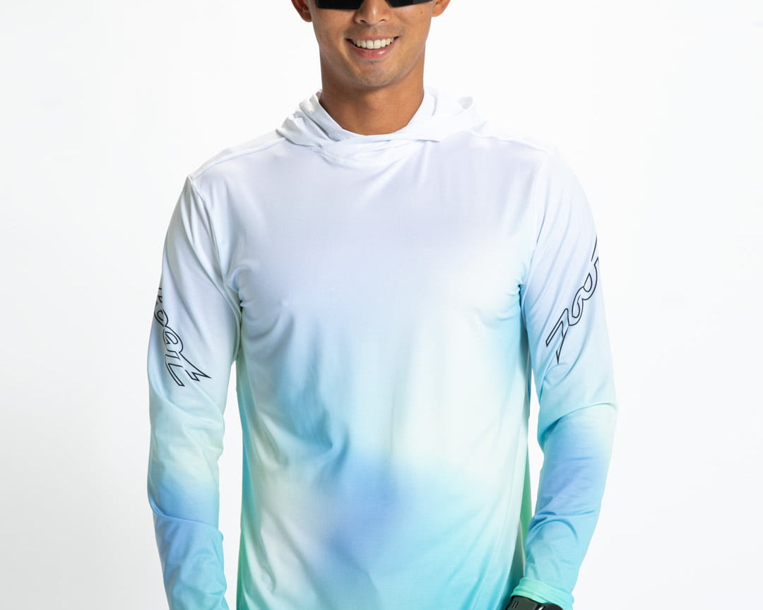 Zoot Sports RUN LONG SLEEVE TEES Men's Ltd Run Sun Stop Hoodie - Sunset