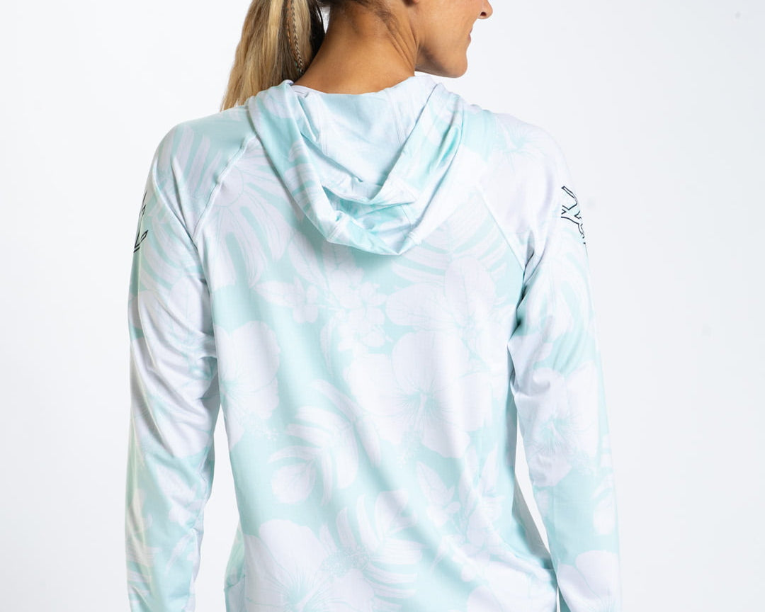 Zoot Sports RUN LONG SLEEVE TEES Women's Ltd Run Sun Stop Hoodie - Blue Hawaii