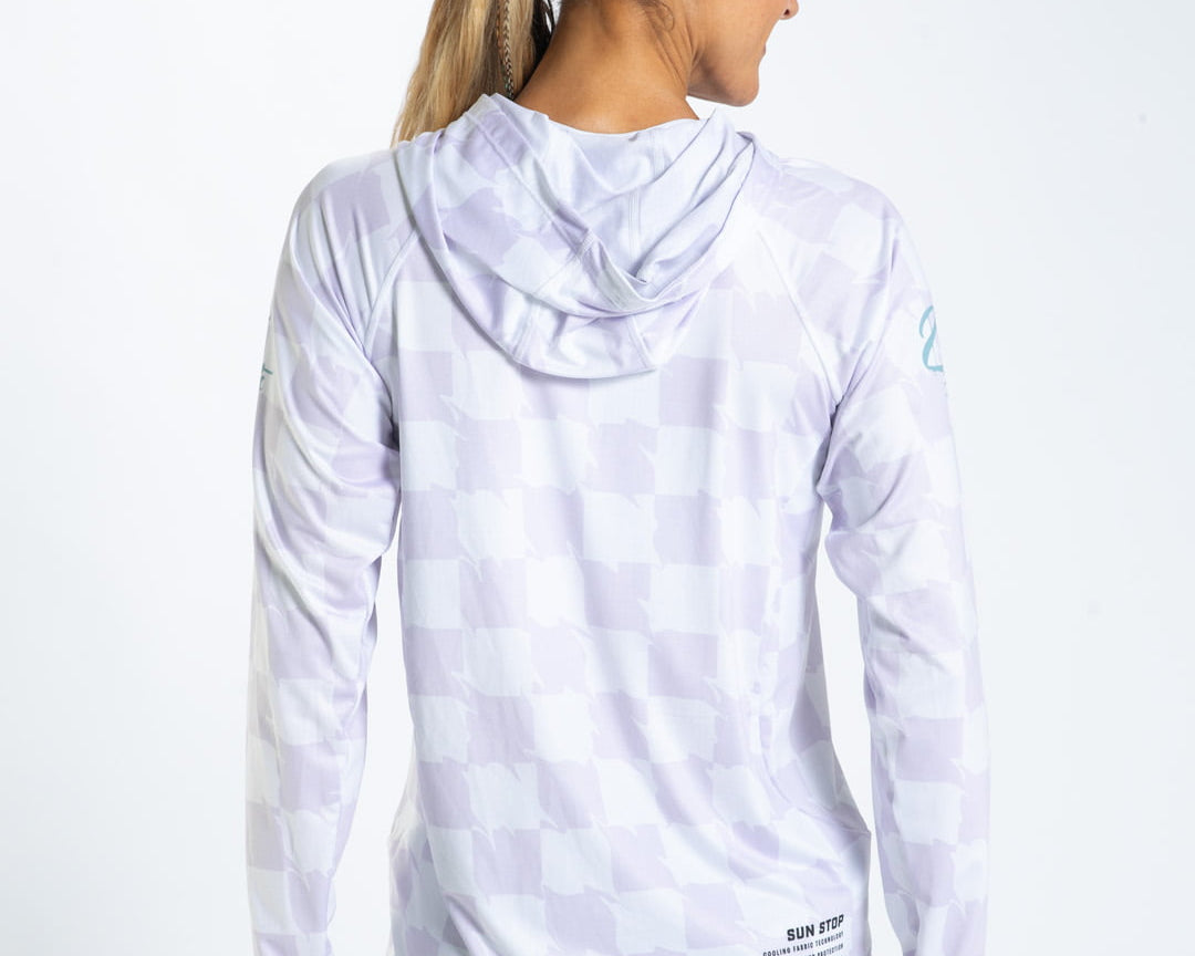Zoot Sports RUN LONG SLEEVE TEES Women's Ltd Run Sun Stop Hoodie - Checkers