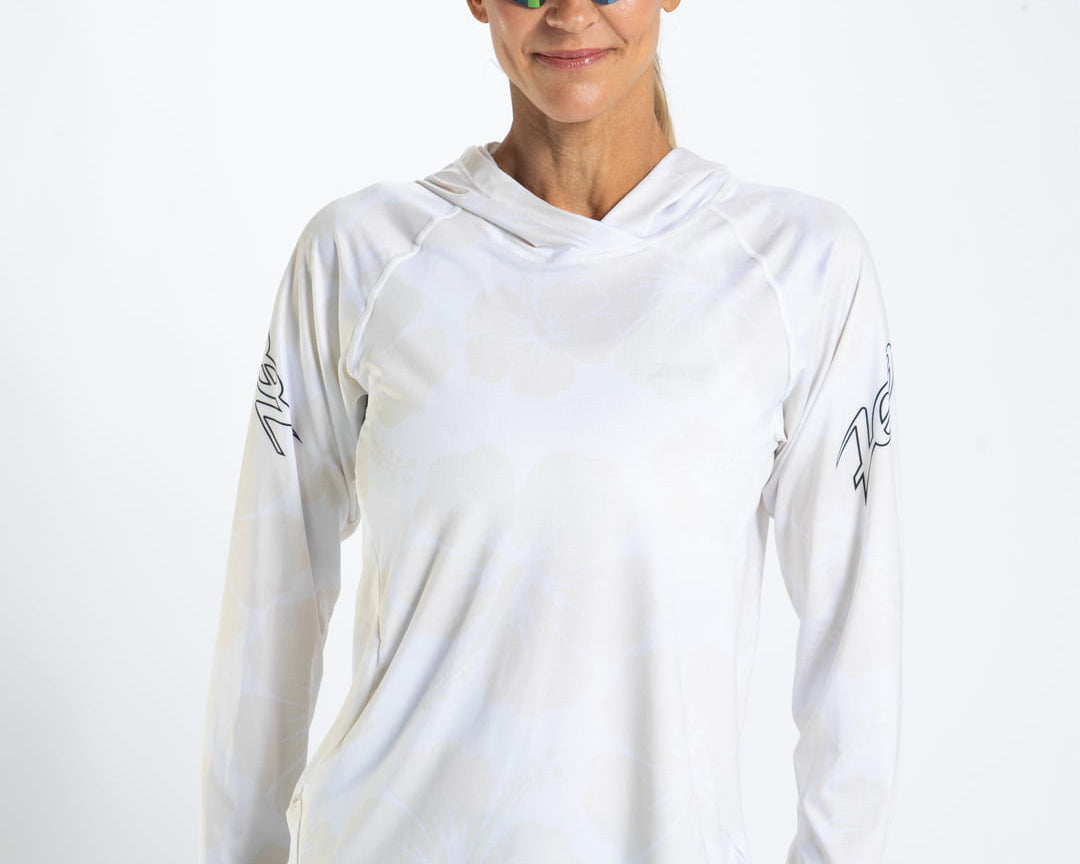Zoot Sports RUN LONG SLEEVE TEES Women's Ltd Run Sun Stop Hoodie - Hibiscus