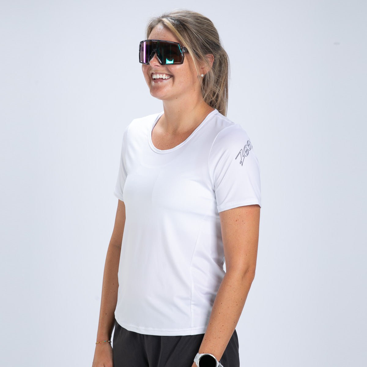 Zoot Sports RUN TEE Women's Ltd Run Sun Stop Relaxed Fit Tee - UPF White