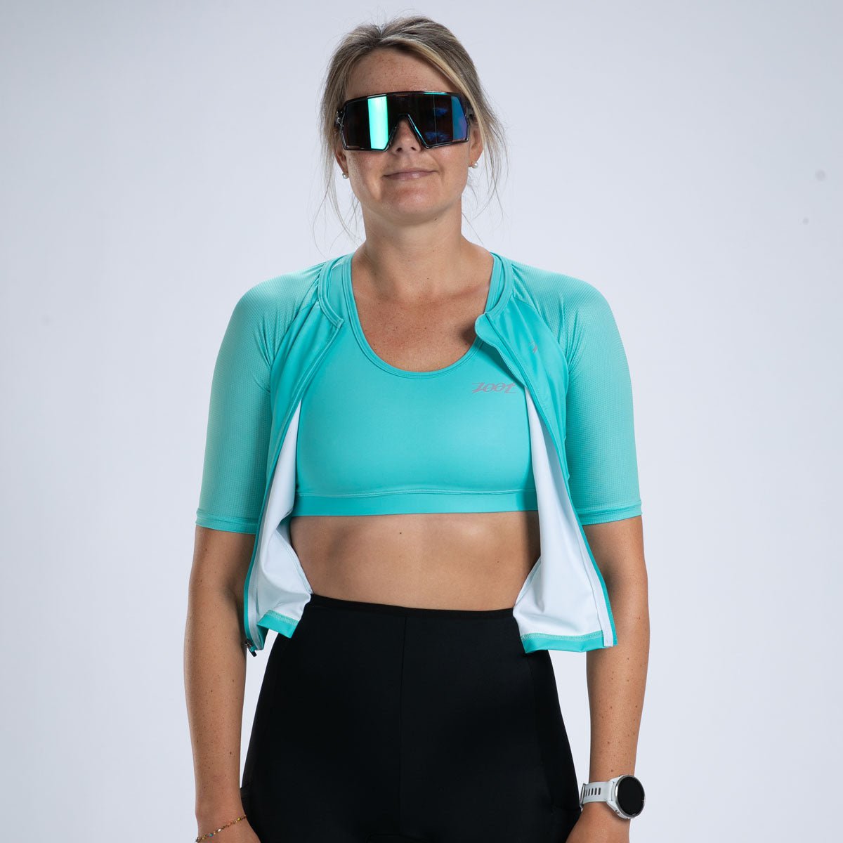 Zoot Sports TRI RACESUITS Women's Core Tri Aero FZ Racesuit - Aqua Blue