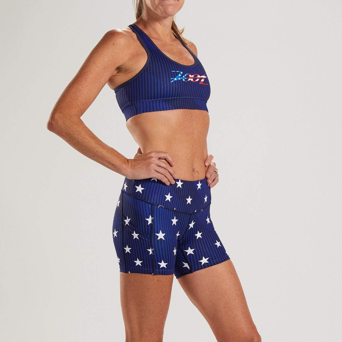Zoot Sports RUN BOTTOMS WOMENS LTD RUN PULSE SHORT - STARS & STRIPES