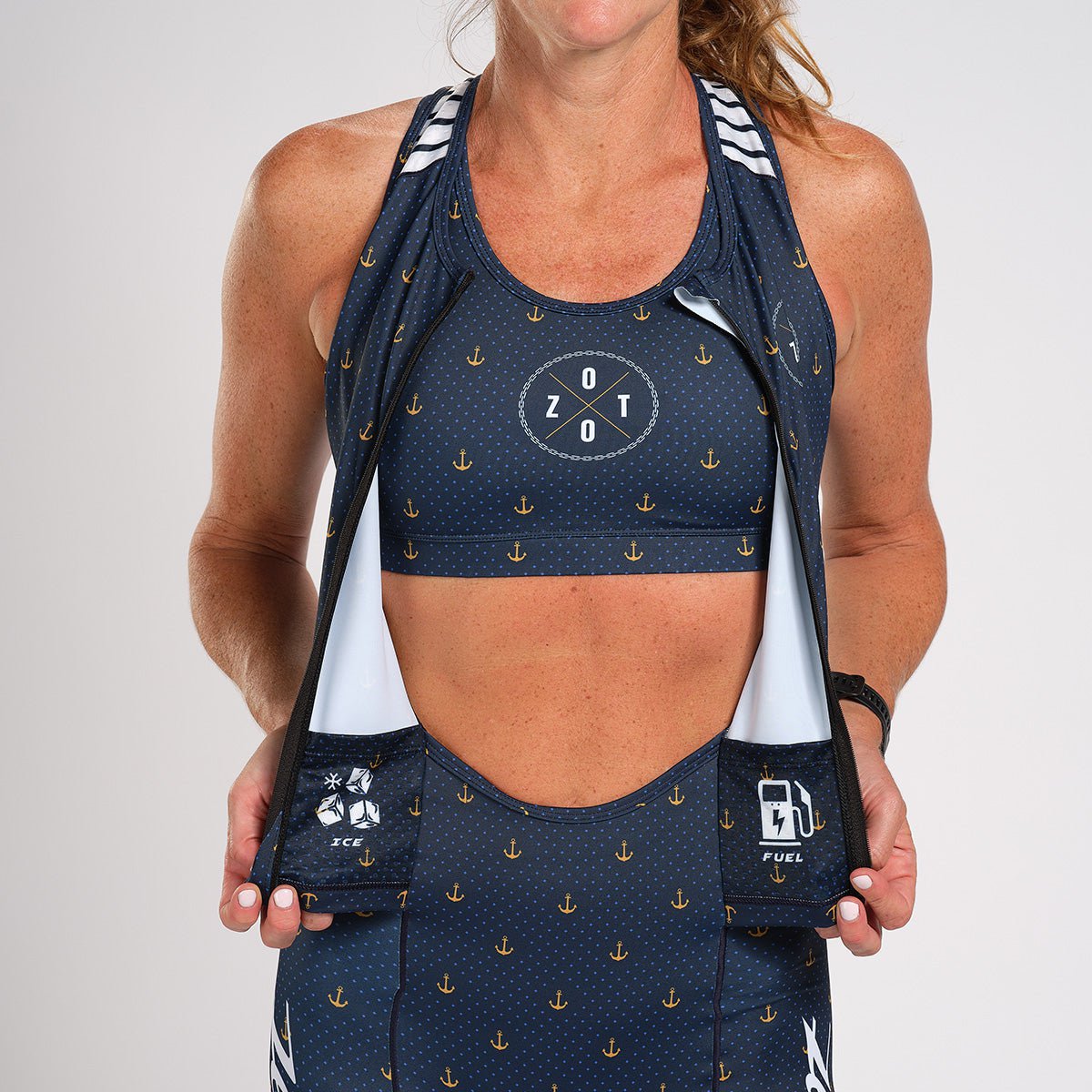 Zoot Sports Triathlon Racesuits Womens LTD Triathlon Sleeveless Full-Zip Racesuit - Anchors Away